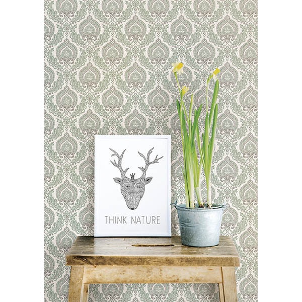 LULU DARK GREEN DAMASK