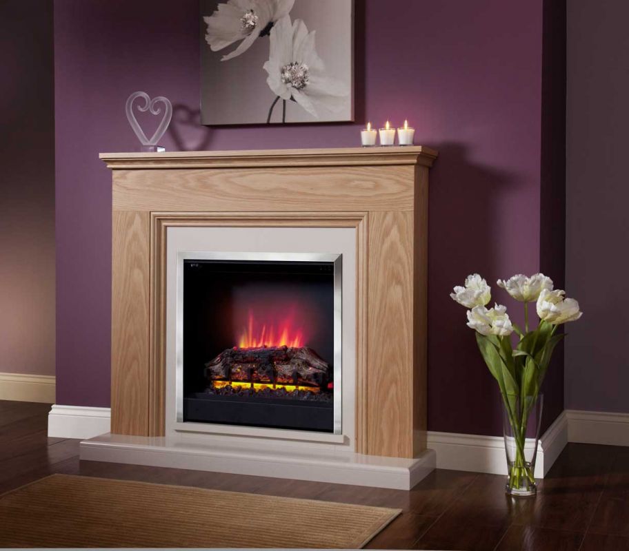 STANTON ELECTRIC FIREPLACE ALMOND STONE EFFECT/ / NATURAL OAK