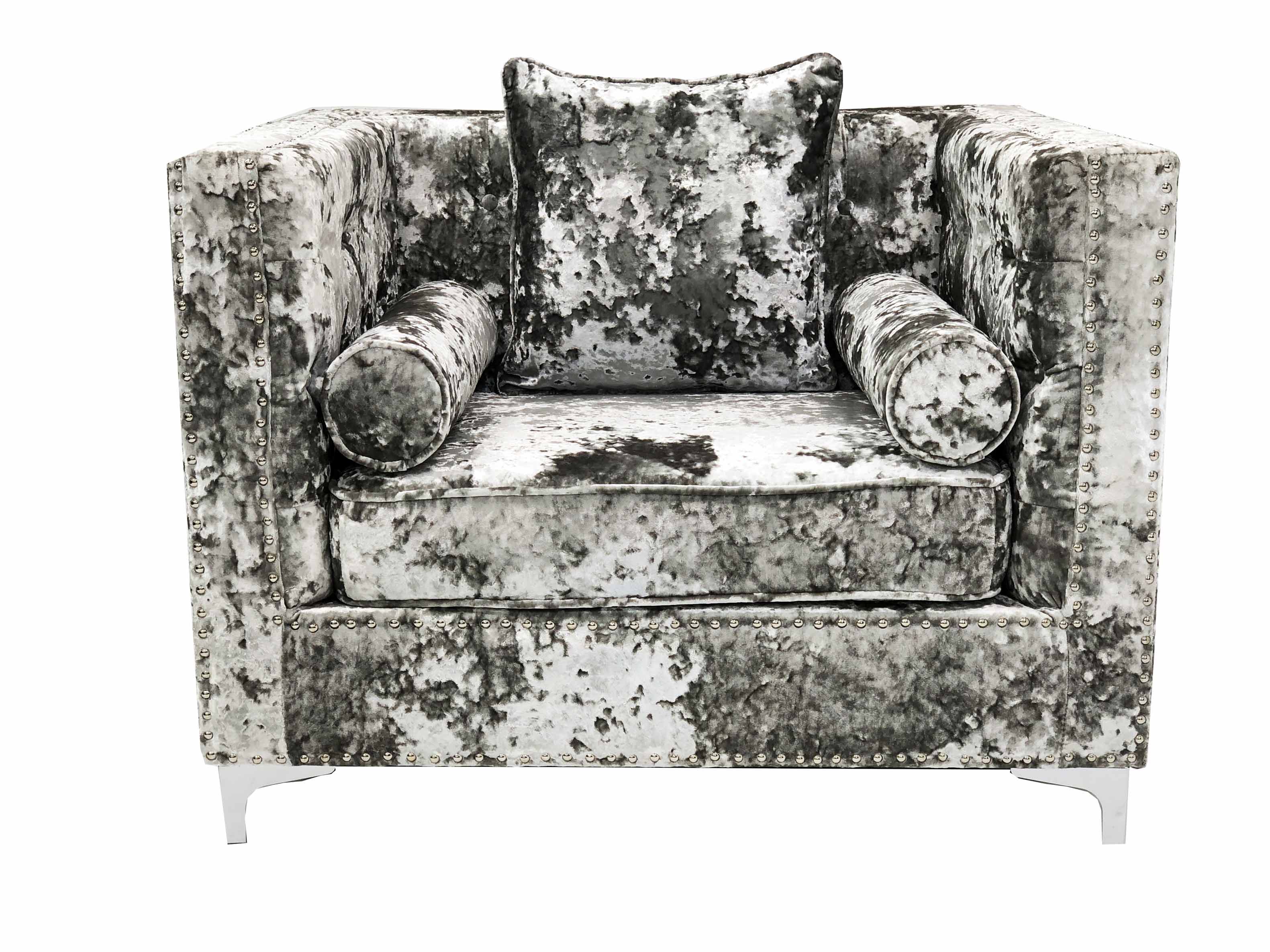 DENVER CRUSHED VELVET SILVER ARM CHAIR