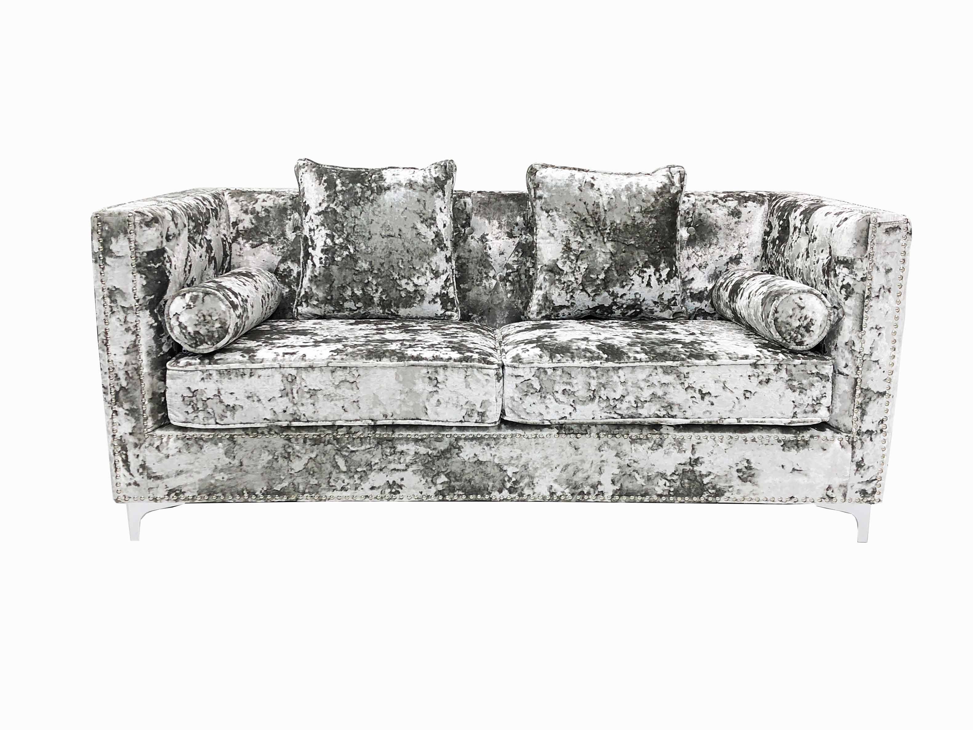 DENVER CRUSHED VELVET SILVER 2 SEATER