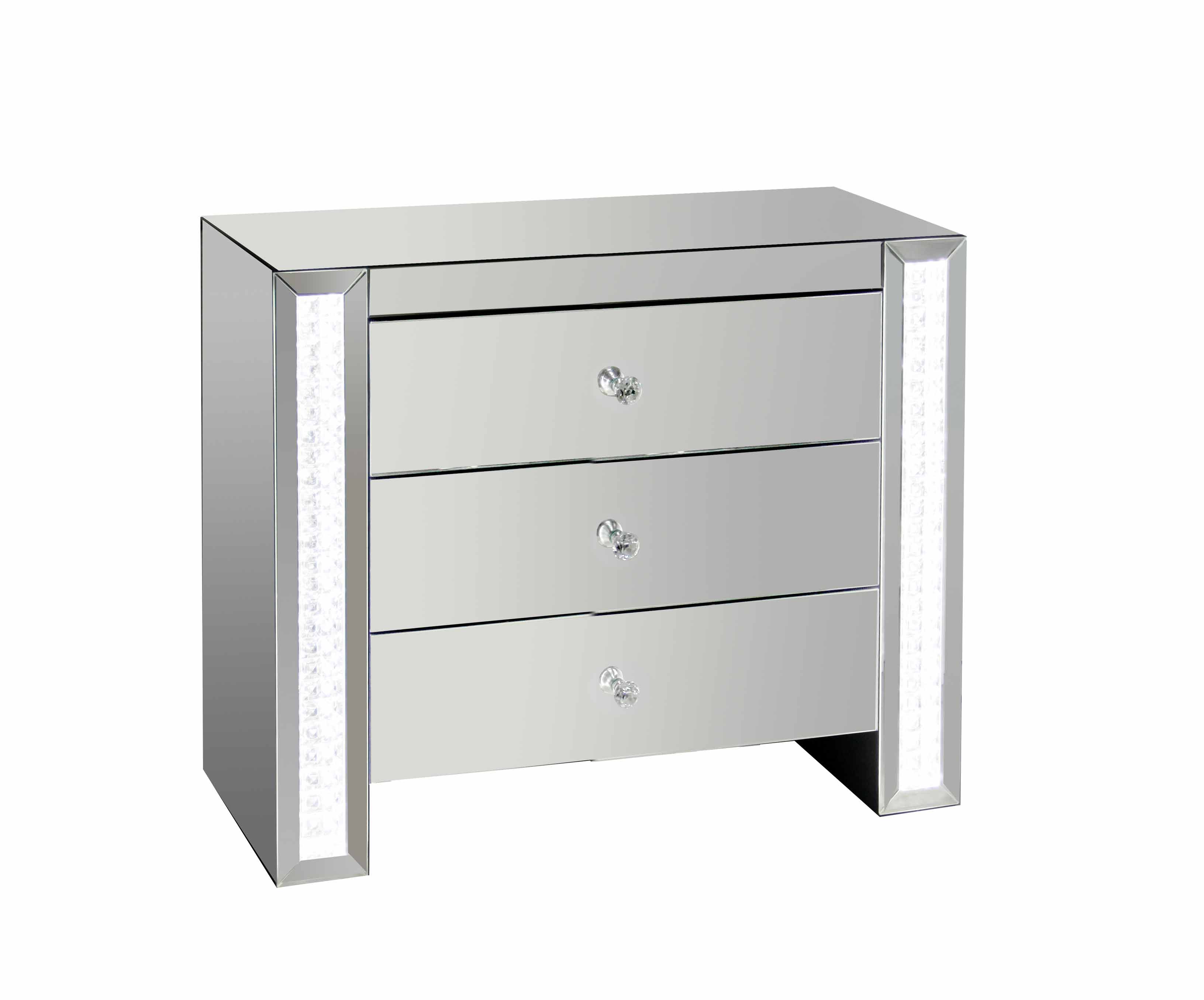 LED MIRRORED CHEST OF DRAWER