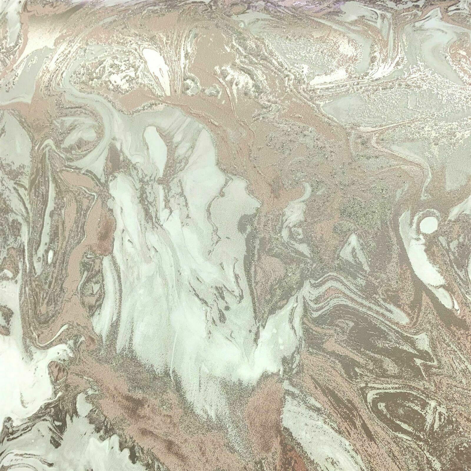 METALLIC MARBLE BY DEBONA LIQUID MARBLE ROSE GOLD GLITTER WALLPAPER