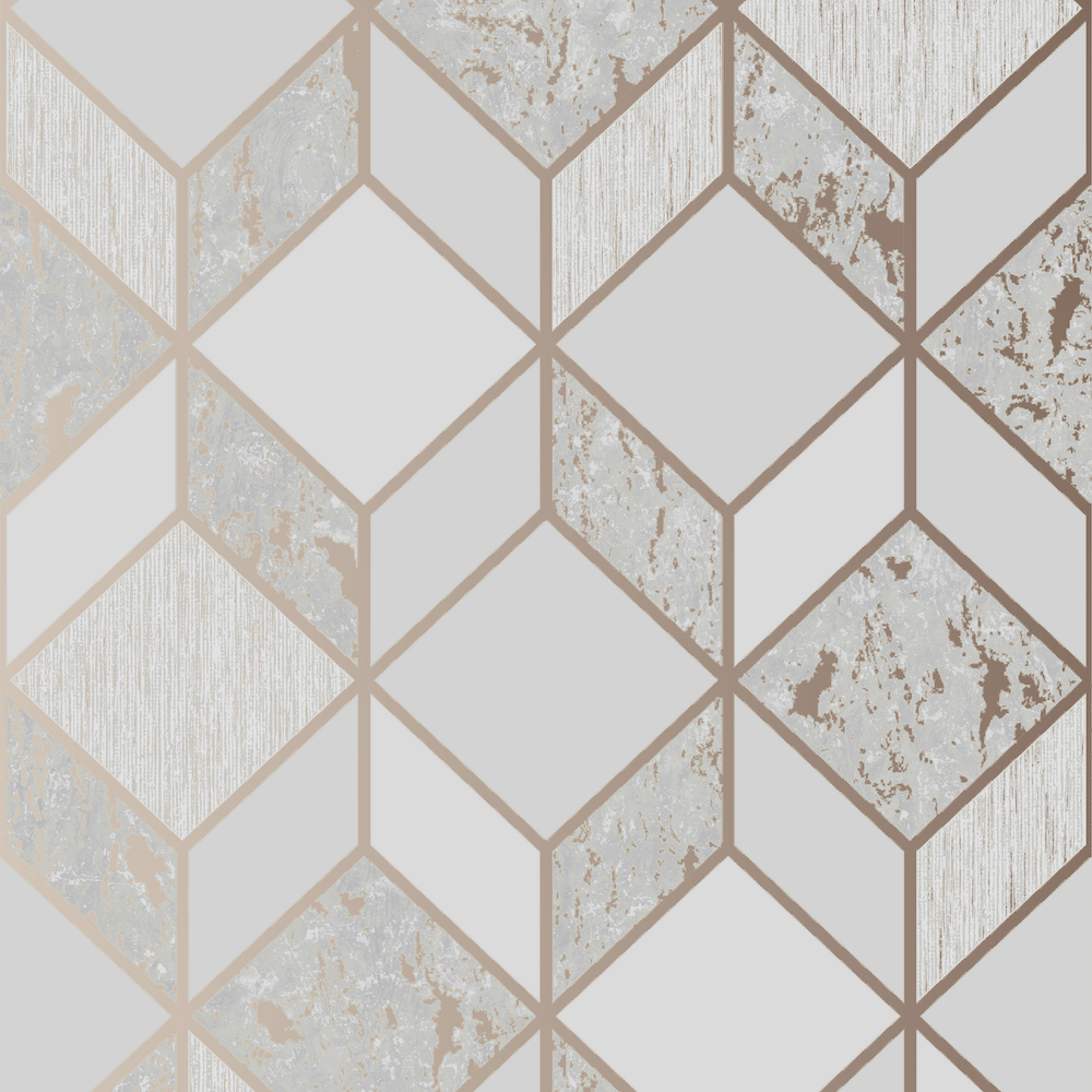 SUPERFRESCO VITTORIO GEO GREY ROSE GOLD WALLPAPER