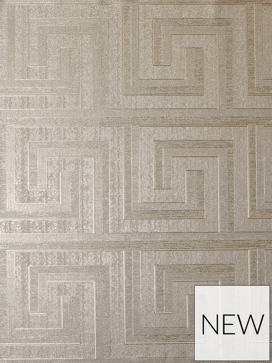 ARTHOUSE GREEK KEY FOIL WALLPAPER – CHAMPAGNE