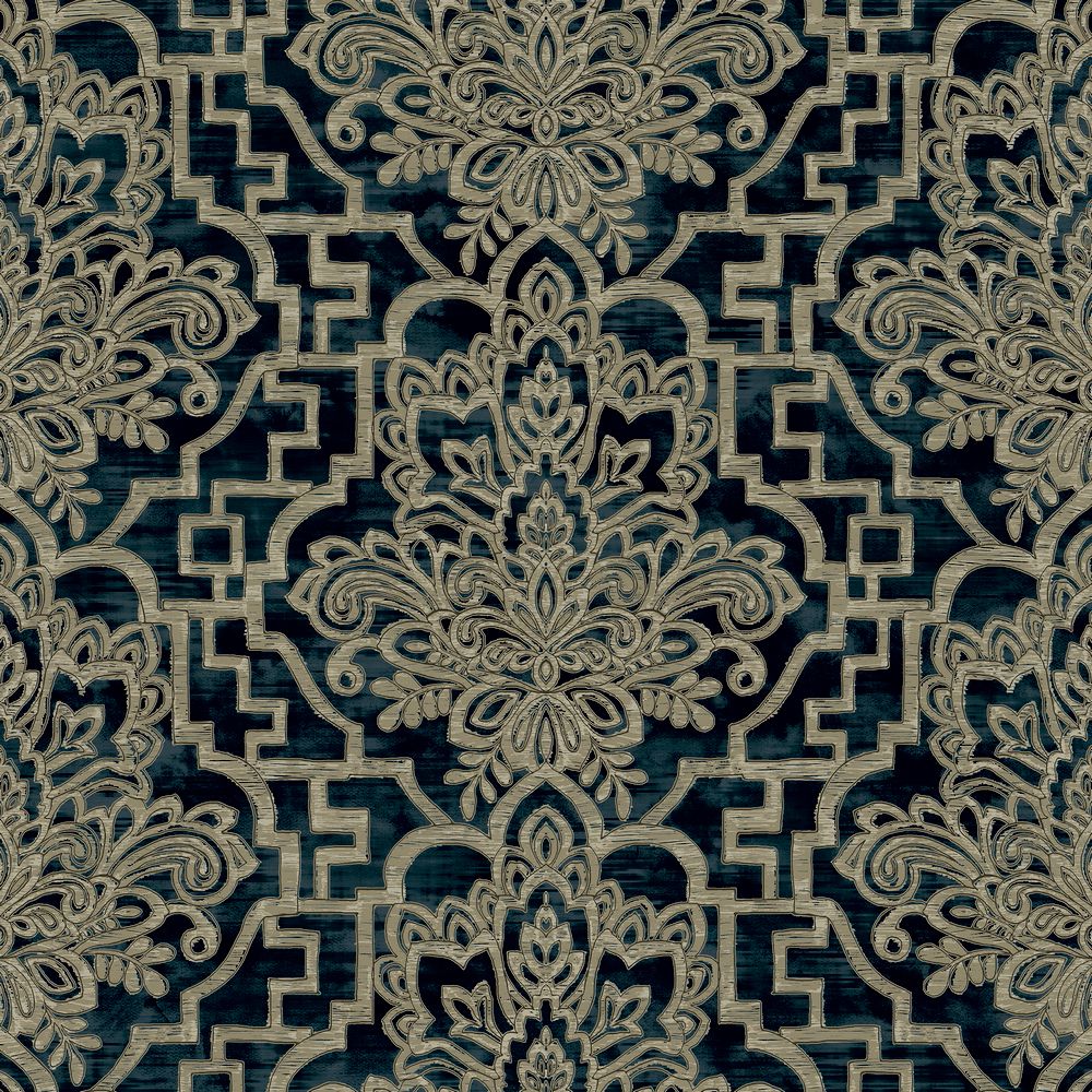 GRANDECO LIFE DAMASK TRELLIS NAVY.