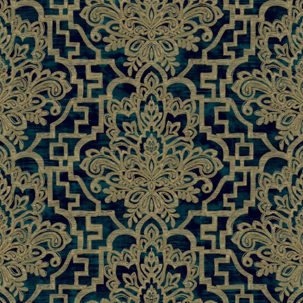 GRANDECO LIFE DAMASK TRELLIS TEAL 
