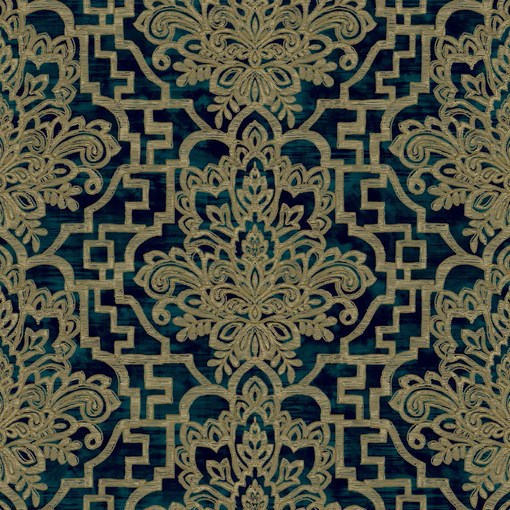 GRANDECO LIFE DAMASK TRELLIS TEAL 