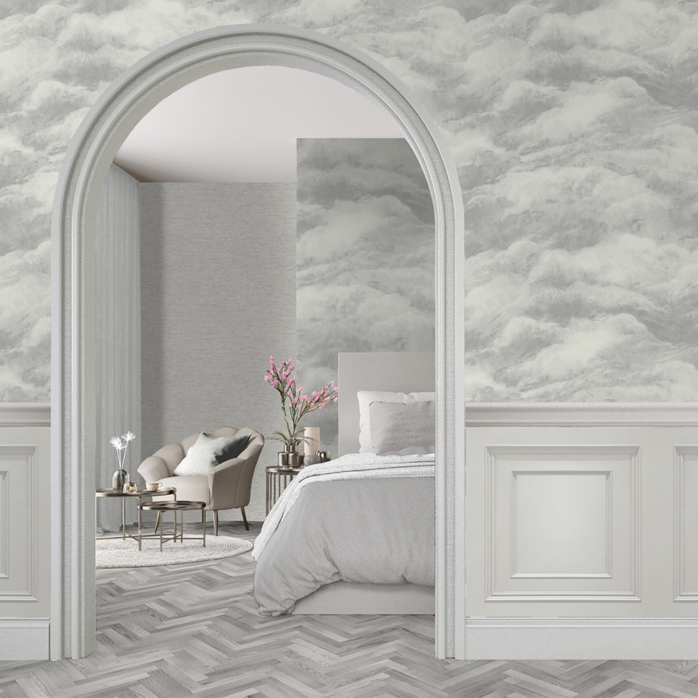 BELGRAVIA CLOUD WEAVE WALLPAPER - SILVER (5705)