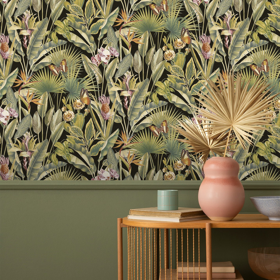 400006 ZANZIBAR BLACK VASARI WALLPAPER BY RASCH