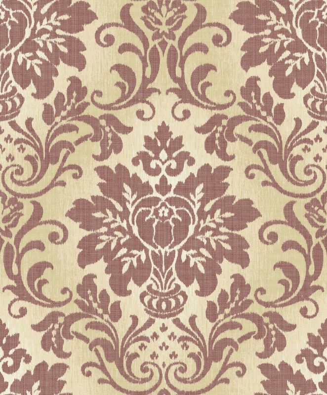FABRIC DAMASK RED VINYL WALLPAPER 