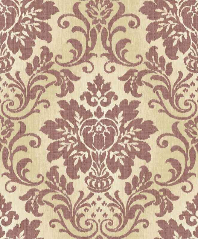 FABRIC DAMASK RED VINYL WALLPAPER 