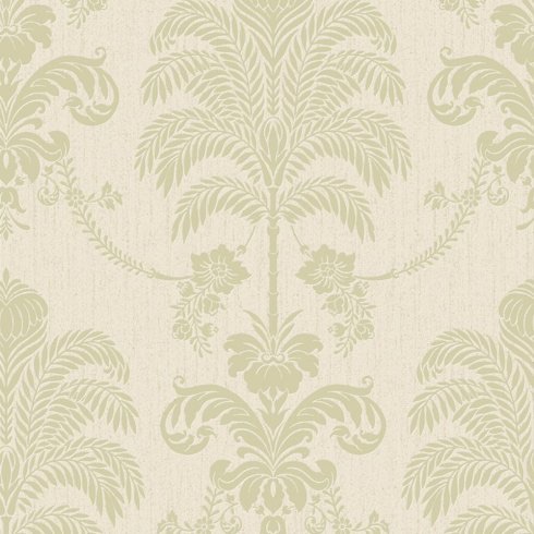  LA PALMA GREEN/CREAM DAMASK PATTERN FLORAL GLITTER MOTIF METALLIC WALLPAPER 