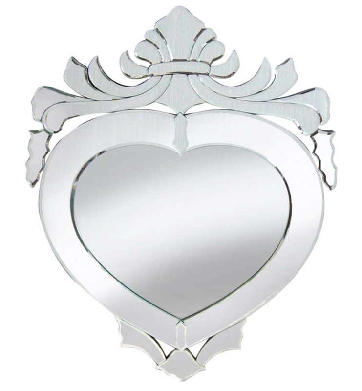 DECORATIVE HEART MIRROR SILVER 57.5X80.5