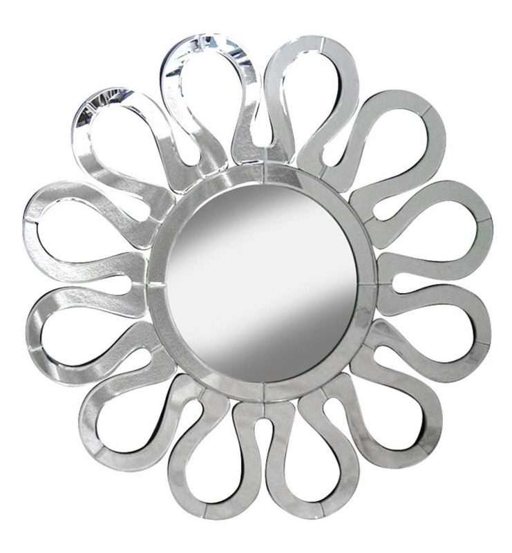 DECORATIVE FLOWER MIRROR SILVER 85X85