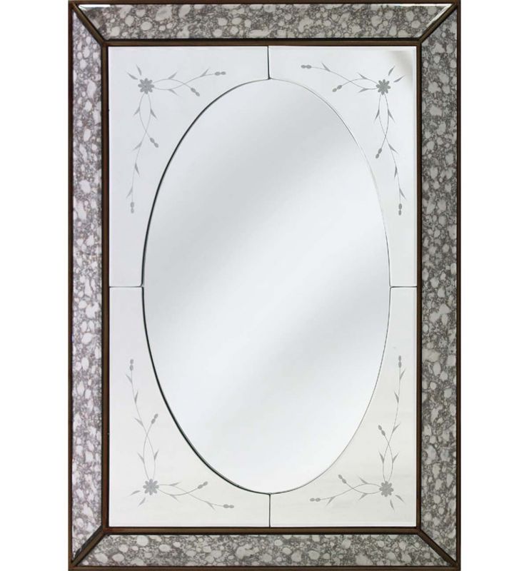 DECORATIVE 3D MIRROR ANTIQUE SILVER 60X80