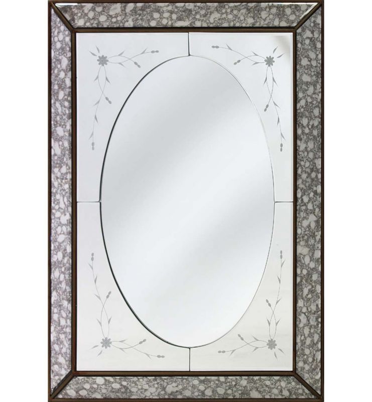 DECORATIVE 3D MIRROR ANTIQUE SILVER 60X80