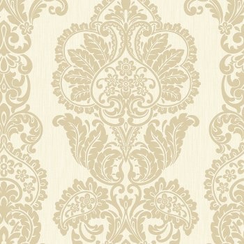 ROCHESTER DAMASK TEXTURED GLITTER WALLPAPER SOFT DUCK CREAM / GOLD 